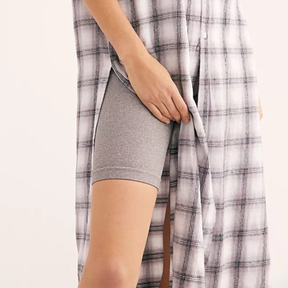 Free People Seamless Rib Bike Short Heather Grey XS/S - Picture 2 of 8
